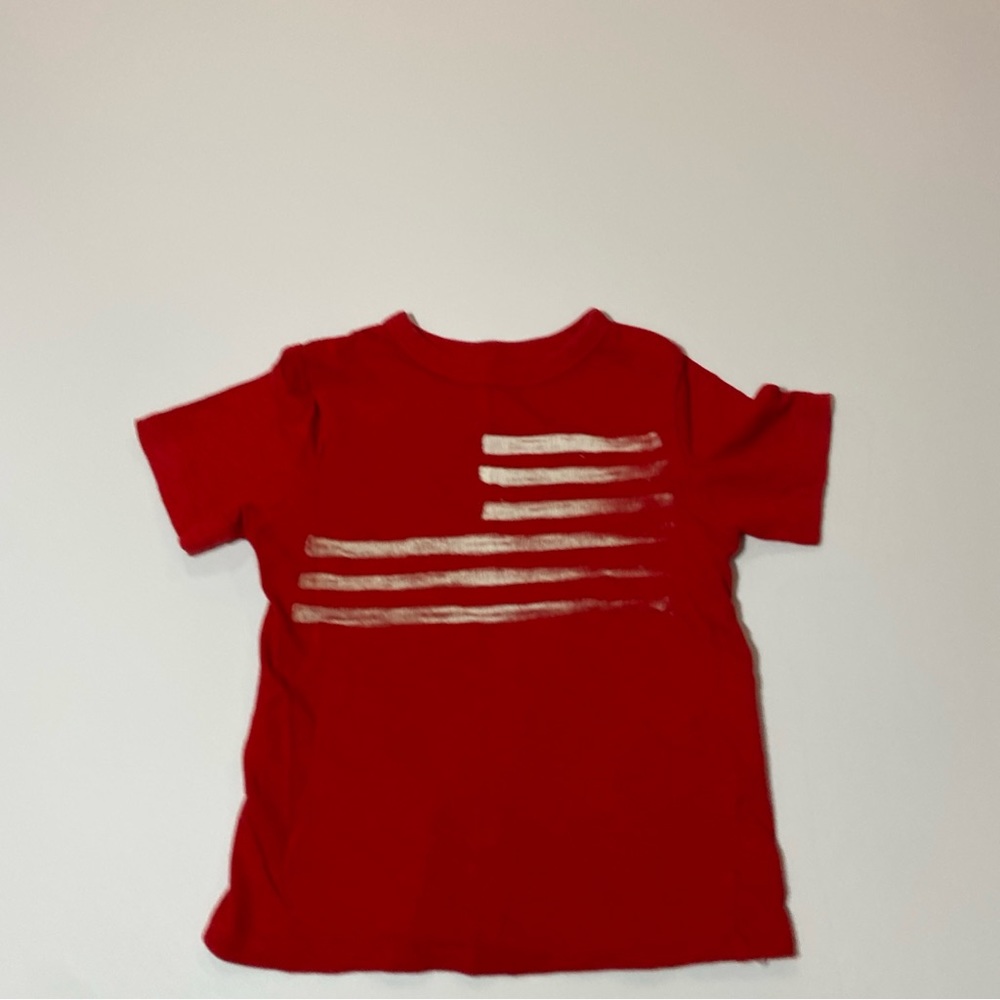 Gap Kids Boys Red Flag Graphic Tee Sz XS Short Sleeve